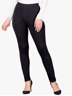 Women's Ponte Knit Leggings, Solid Casual Pants BLACK